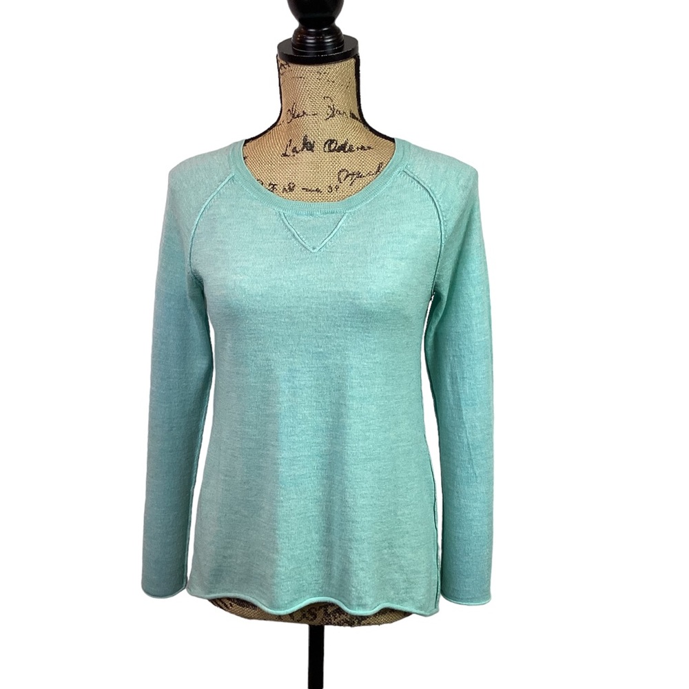 Tahari Extra Fine Merino Wool Sweater Scoop Neck Mint View 6